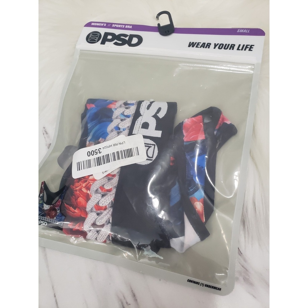 NEW PSD Wild Stacks Money Floral Chain Print Sports Bra Women's SMALL